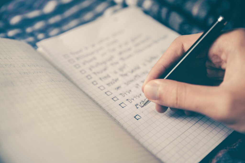 Person making checklist