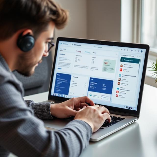 Freelancer working on a laptop with AI-powered writing, scheduling, and invoicing tools