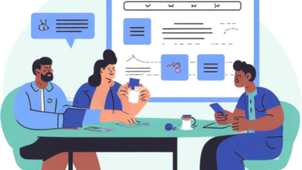 colleagues sitting and working together using AI scheduling software